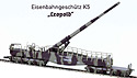 Railway Gun Car with K5 Leopold Artillery Load (camouflage) - Hobbytrain H23600